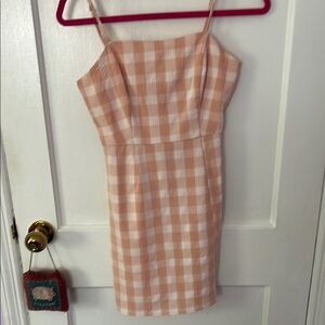 Checkered Peach Dress